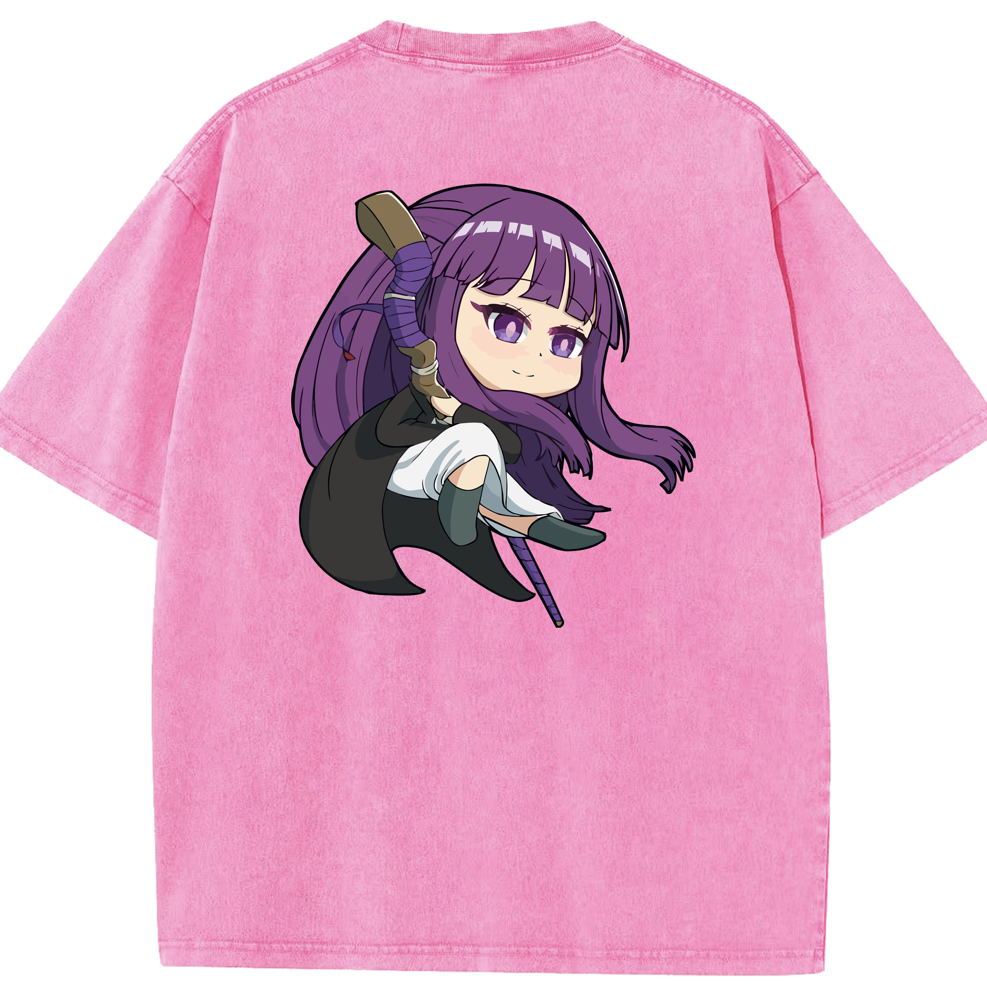 （画像用） 葬送のフリーレン Frieren 綿100% ヴィンテージ風 半袖Tシャツ（背面プリント）